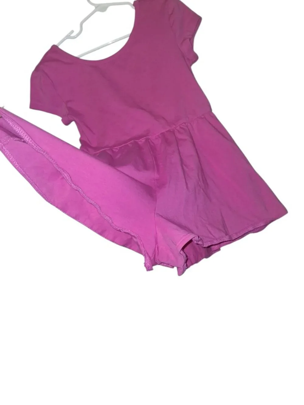 Gap Girls Pink Short Sleeve Romper One-Piece Outfit Ruffle Waist Size 6-7
